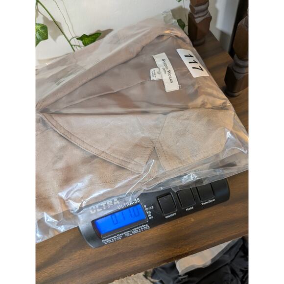 Studio Works Jacket Women's 4p Faux Suede Beige Riding Zip Lined Pockets Classic - Picture 12 of 12